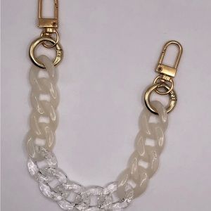 Chunky chain link wristlet strap for wallets, key holders, or SLGs white